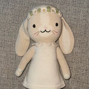 Ivory Knit Hannah Bunny Doll with Flower Headband - Soft Plush for Kids